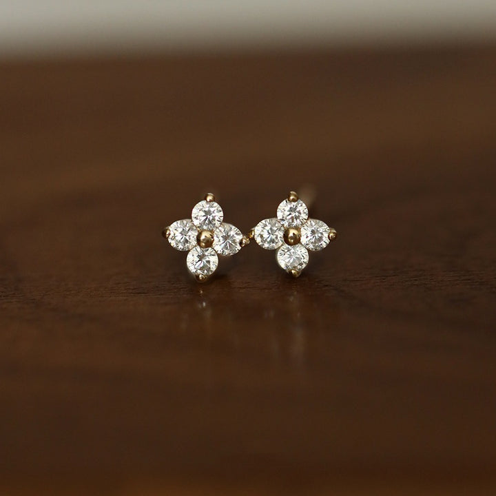 Mini Flower Zircon Stud Earrings — Petite Sparkle | S925 Sterling Silver