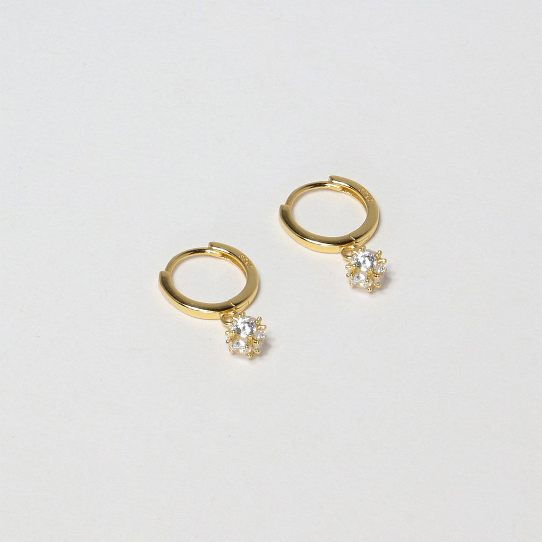 Classic Zircon Drop Hoop Earrings