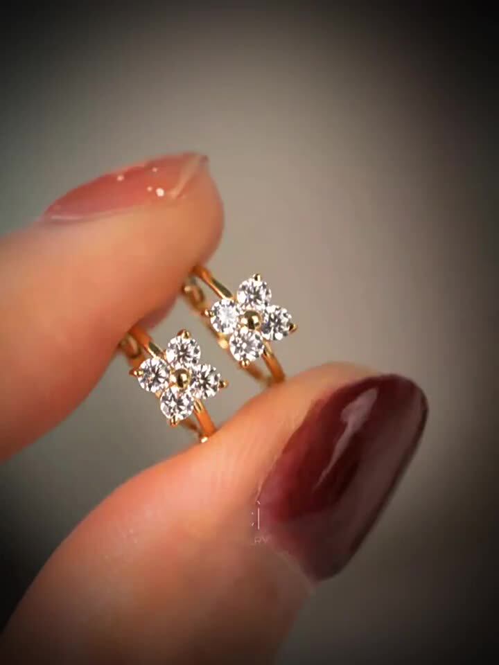 Floral Zircon Hoop Earrings