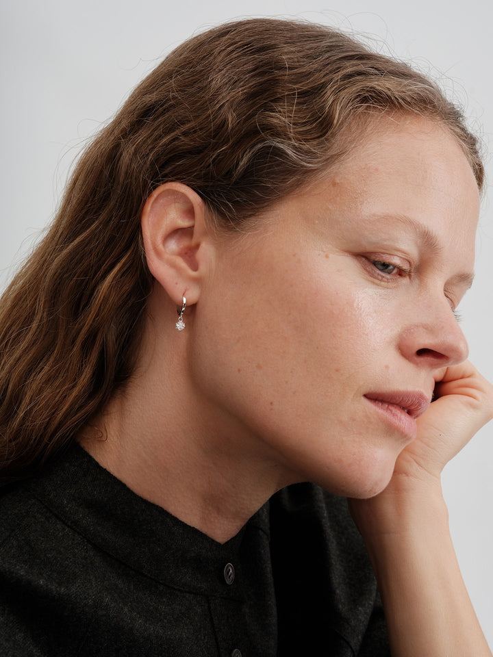 Classic Zircon Drop Hoop Earrings
