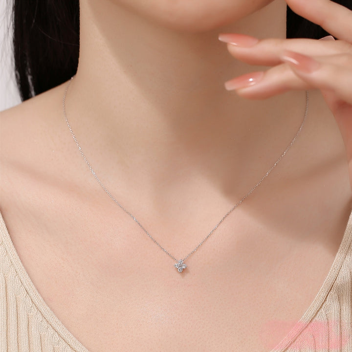 Flower Zircon Pendant Necklace