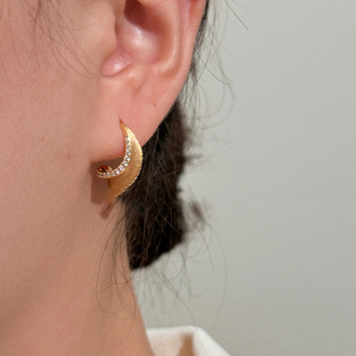 Luna Zircon Crescent Hoop Earrings