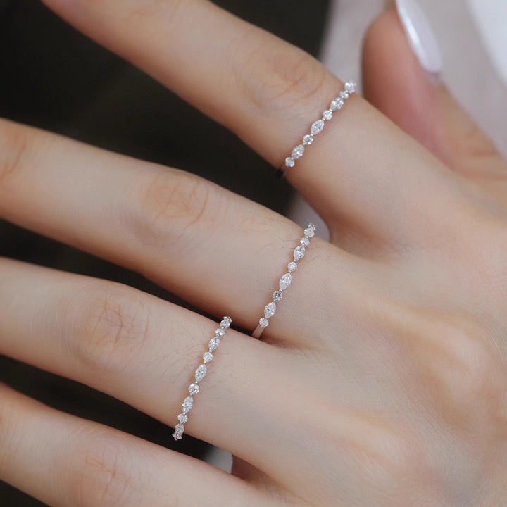 Marquise Zircon Stacking Ring — Slim Band | S925 Sterling Silver