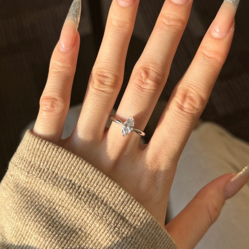 Marquise-Cut Moissanite Solitaire Ring