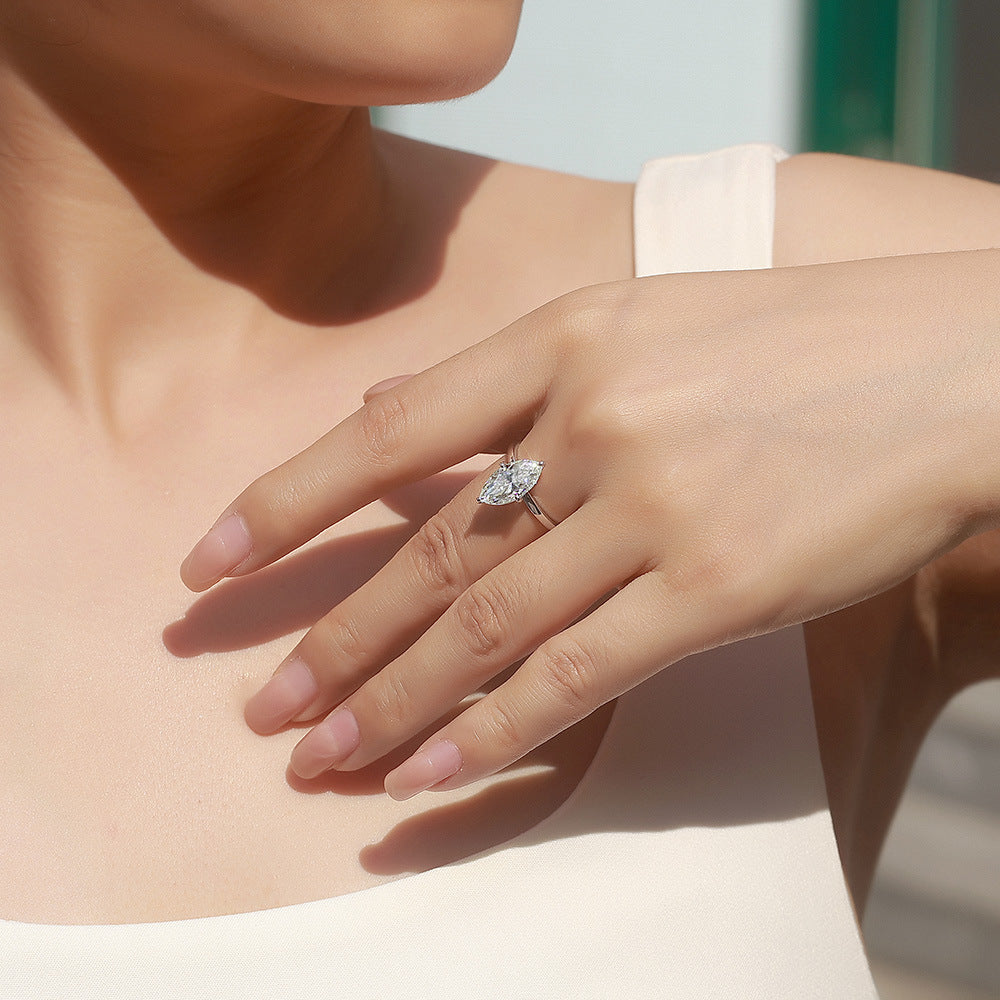 Marquise-Cut Moissanite Solitaire Ring