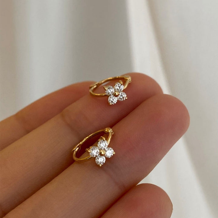 Floral Zircon Hoop Earrings