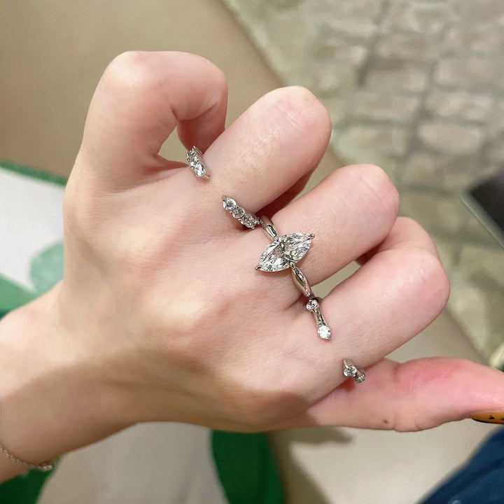 Marquise-Cut Moissanite Ring Set — 3-Piece Stackable