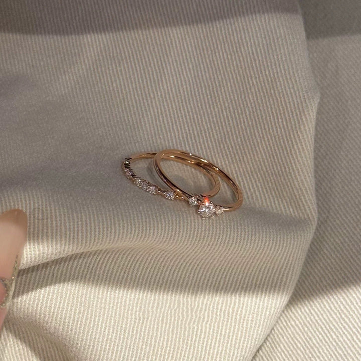 Rose Gold Minimal Zircon Stacking Ring — Delicate Band | S925 Sterling Silver