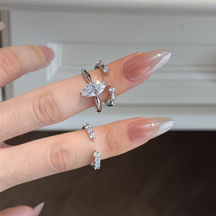 Marquise-Cut Moissanite Ring Set — 3-Piece Stackable