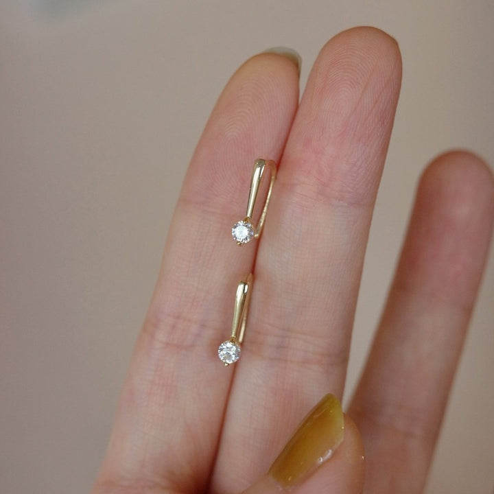 Minimal Drop Zircon Hoop Earrings — Dainty Everyday Sparkle | S925 Sterling Silver