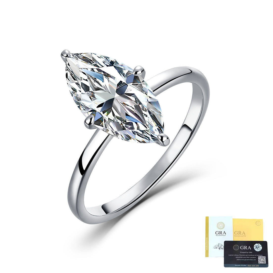 Marquise-Cut Moissanite Solitaire Ring