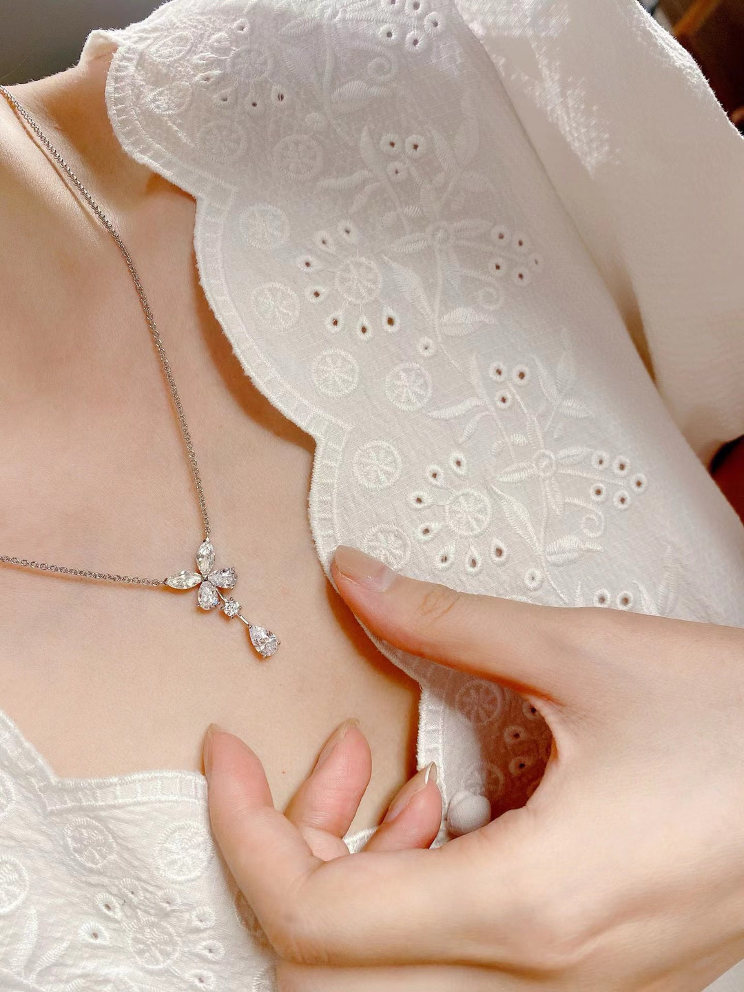 Butterfly High Carbon Diamond Drop Necklace