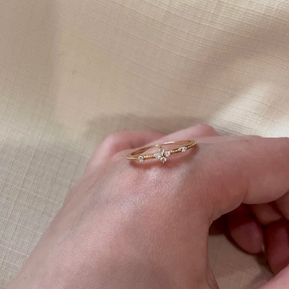Four-Petal Zircon Stackable Ring — Rose Gold / Silver | S925 Sterling Silver