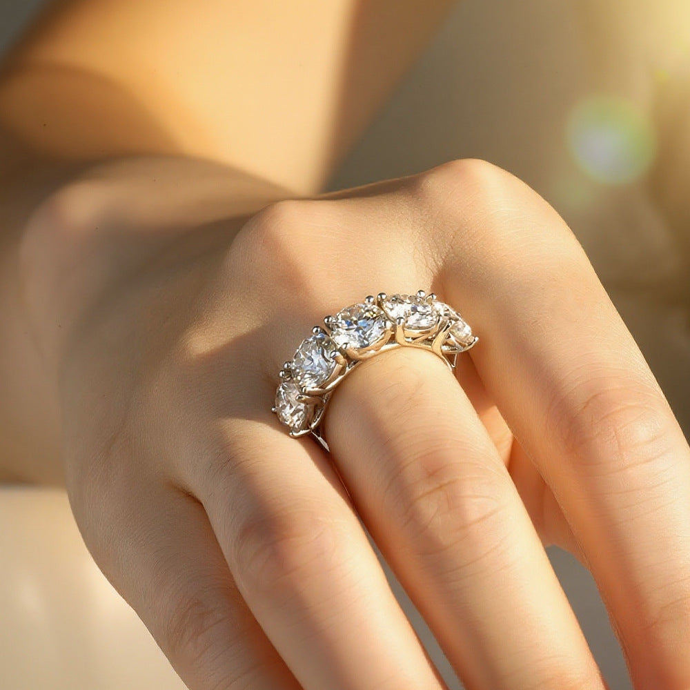 Celestial Wave Five-Stone Moissanite Ring