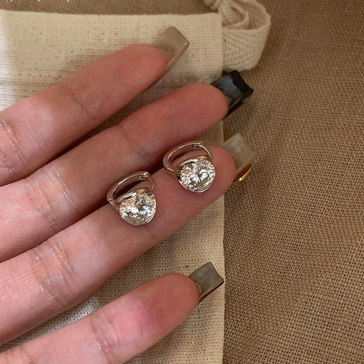 Round Cut Moissanite Huggie Earrings