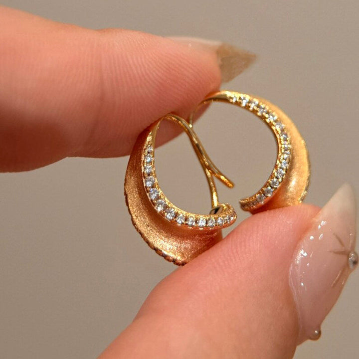 Luna Zircon Crescent Hoop Earrings