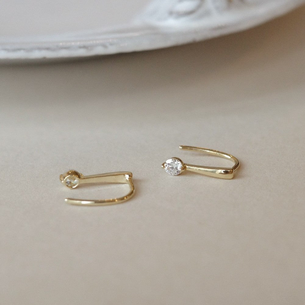 Minimal Drop Zircon Hoop Earrings — Dainty Everyday Sparkle | S925 Sterling Silver