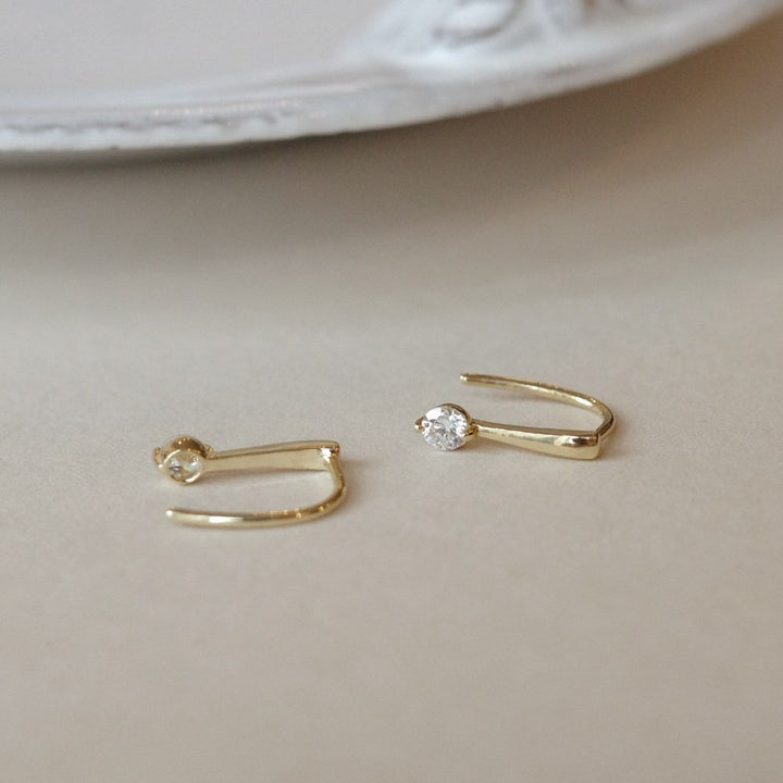 Minimal Drop Zircon Hoop Earrings — Dainty Everyday Sparkle | S925 Sterling Silver