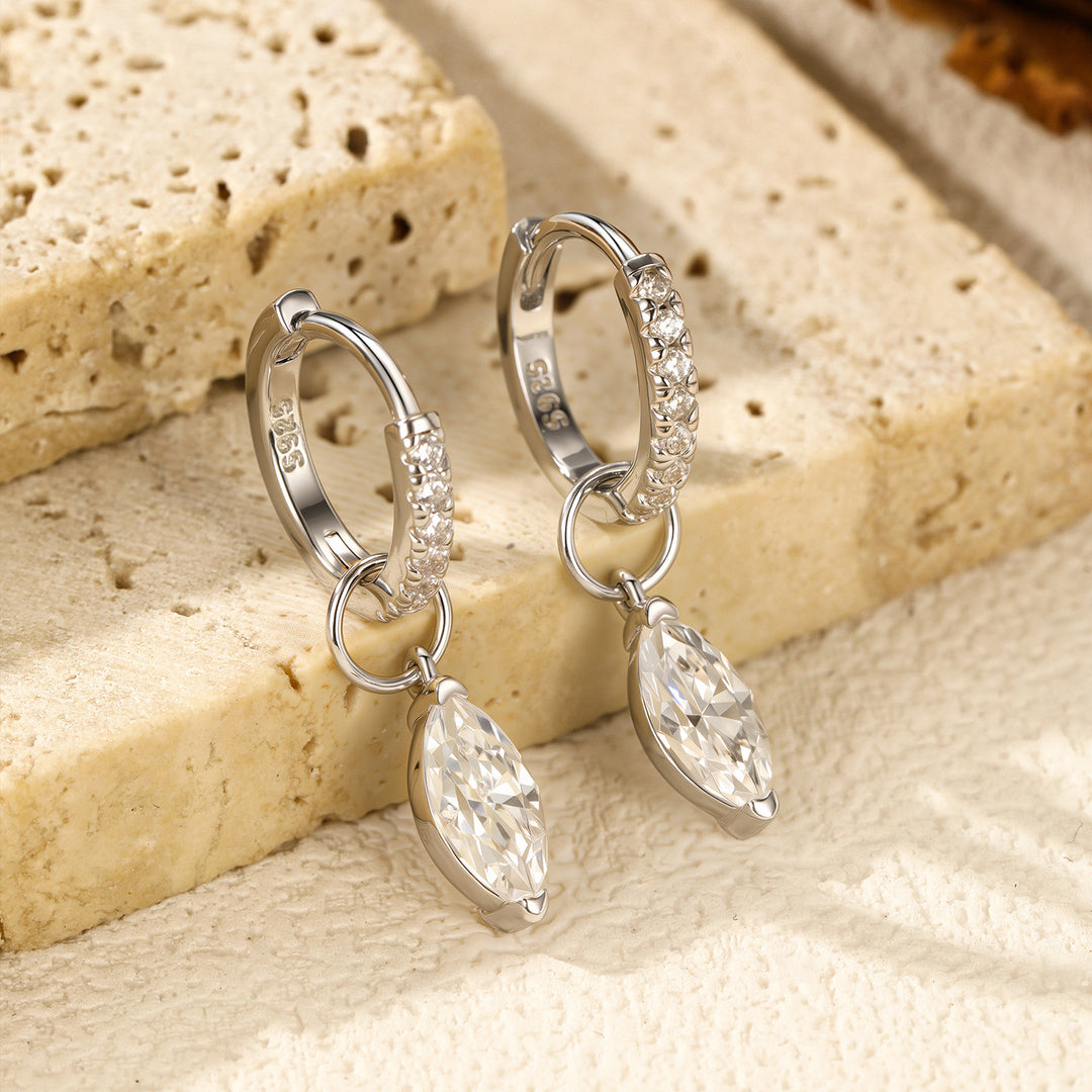 Marquise Drop Moissanite Hoop Earrings