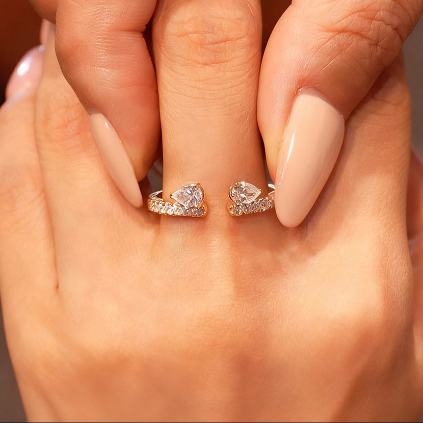 Lume Twin Pear Moissanite Open Ring