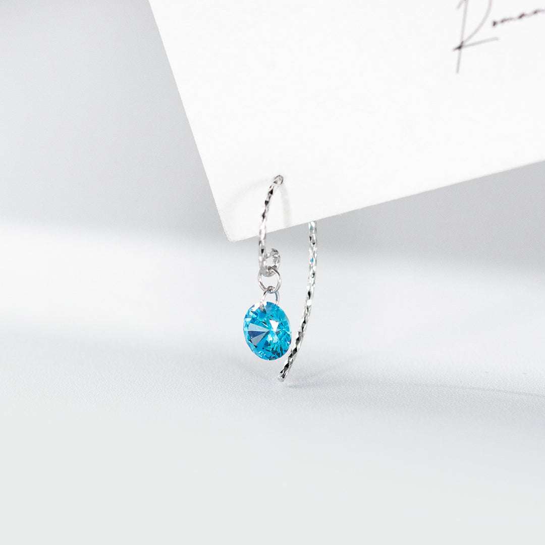Blue Zircon Threader Earrings