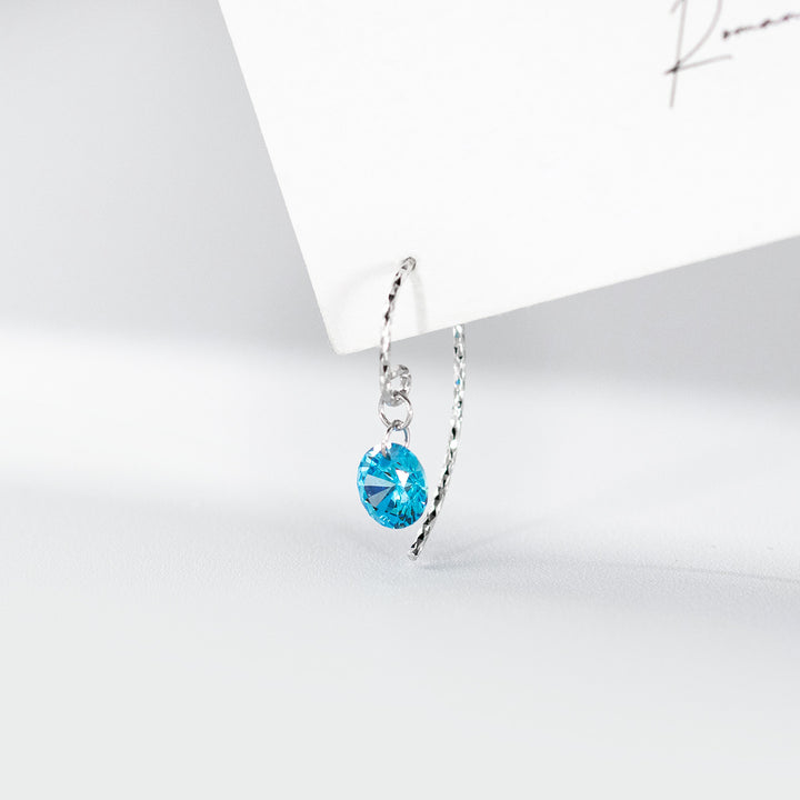 Blue Zircon Threader Earrings