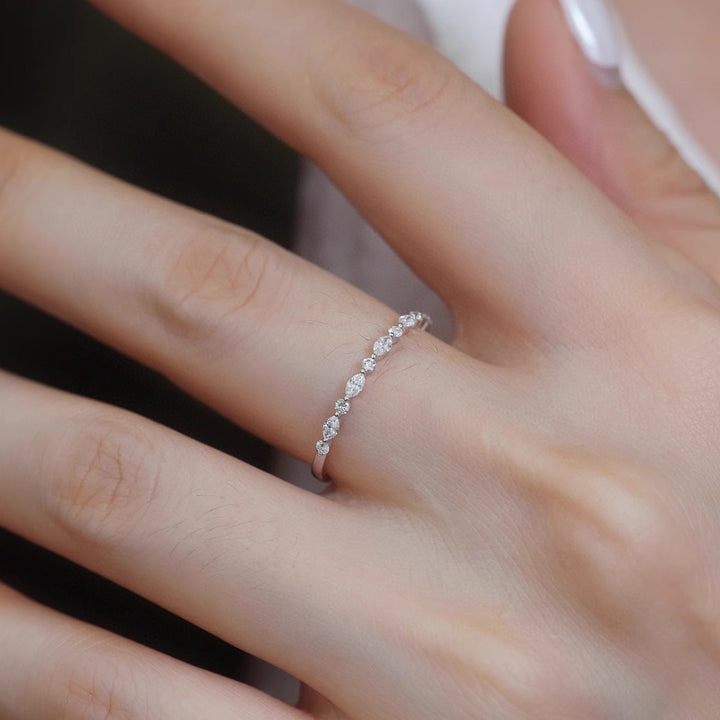 Marquise Zircon Stacking Ring — Slim Band | S925 Sterling Silver