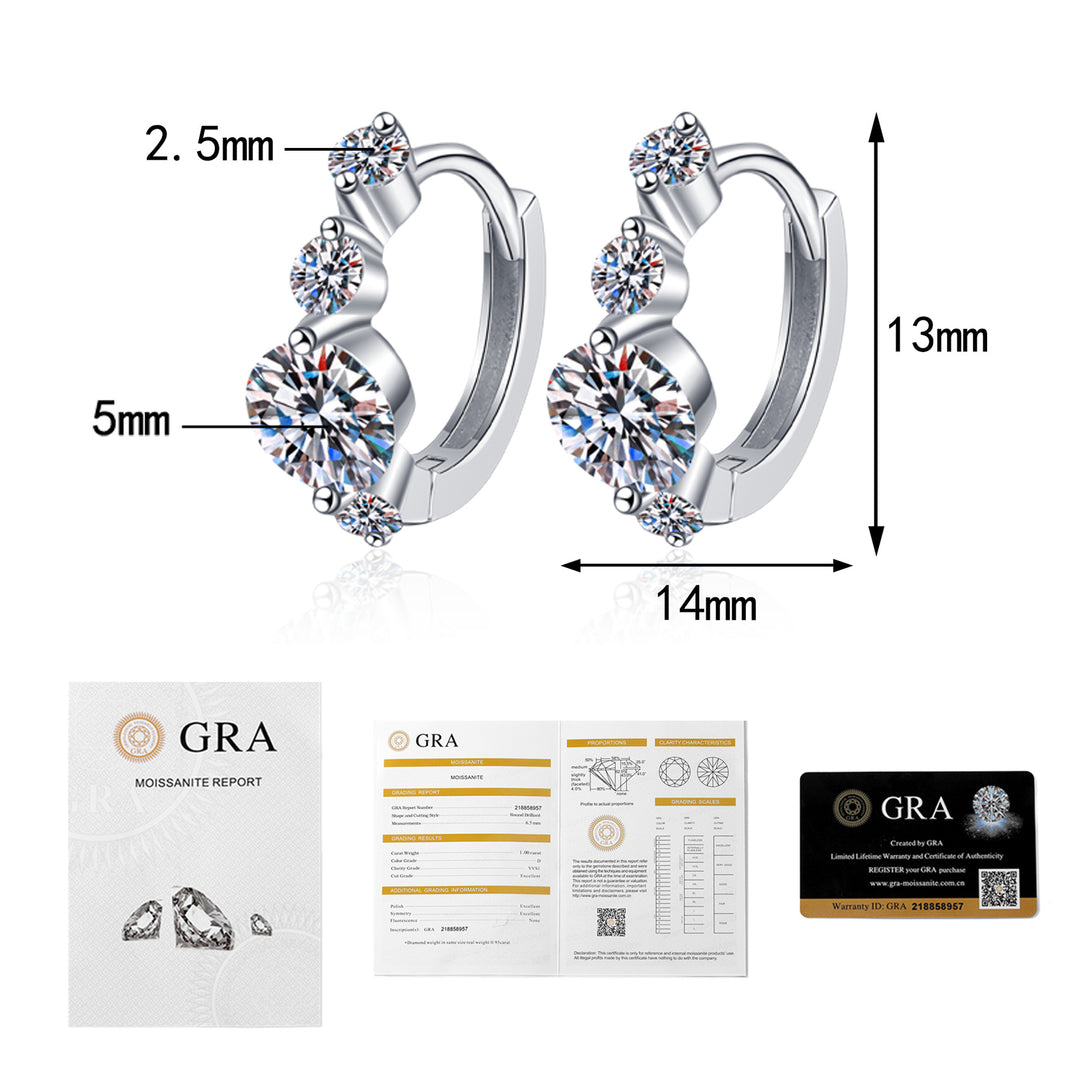 Trinity Spark Moissanite Hoop Earrings