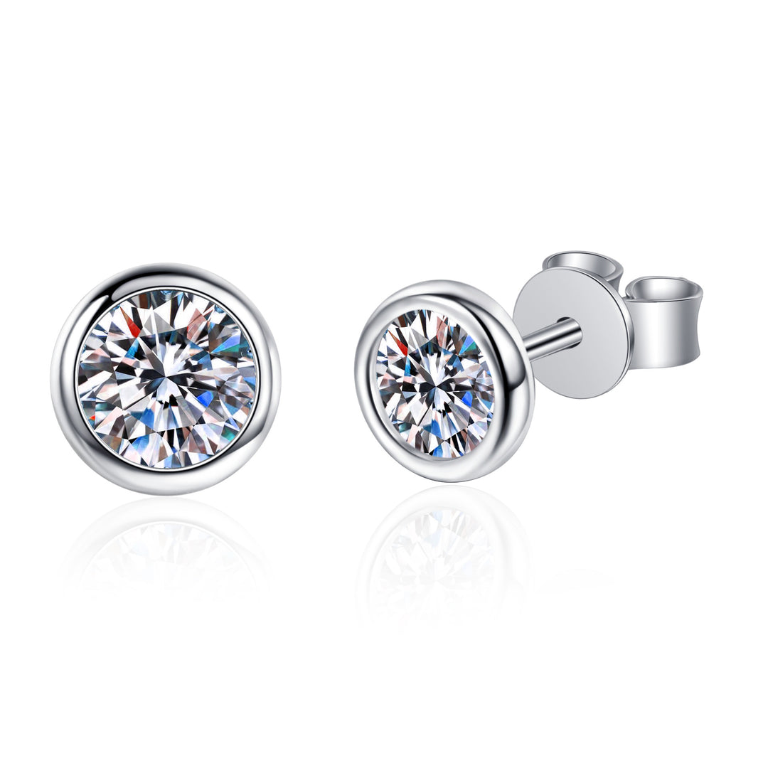 Bezel Moissanite Stud Earrings