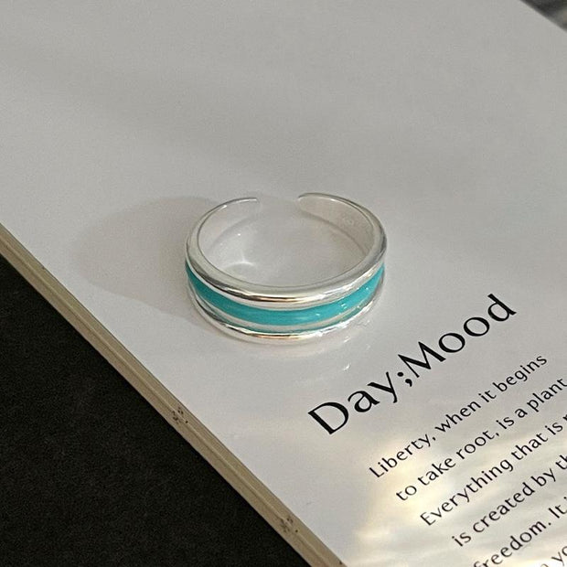 Blue Drip Glaze Ring