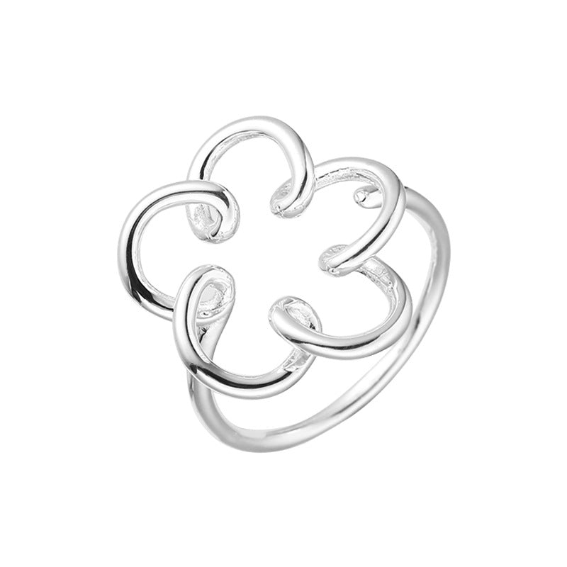 Line Skeleton Flower Adjustable Ring