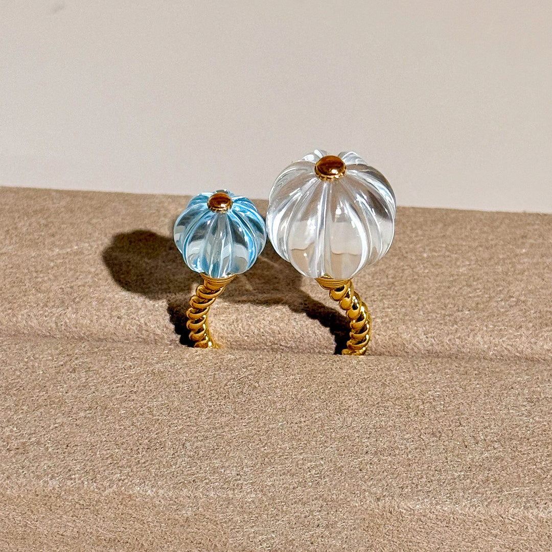 Dopamine Pumpkin Glass Adjustable Ring