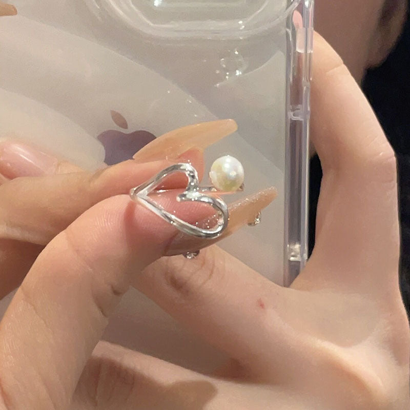 Love Pearl Line Adjustable Ring