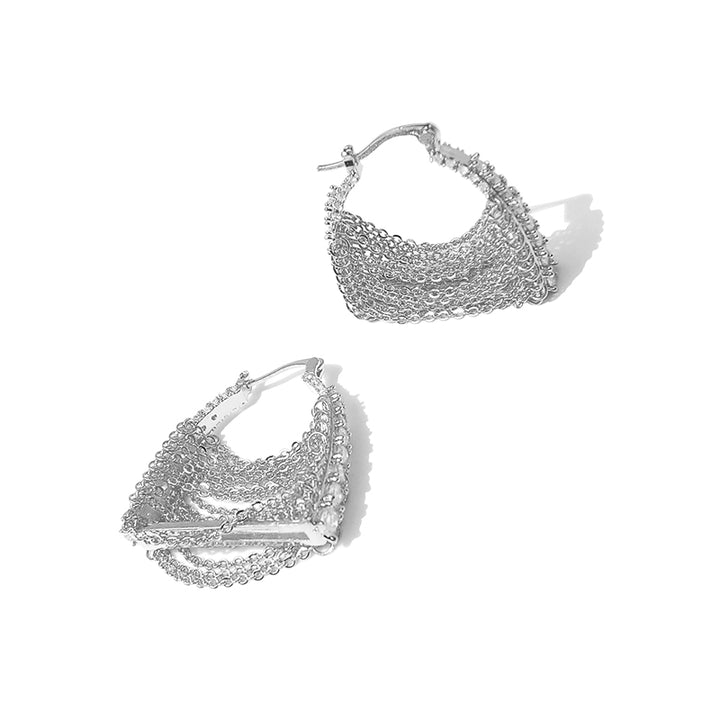 Zirconia Bag Chain Tassel Hoop Earring