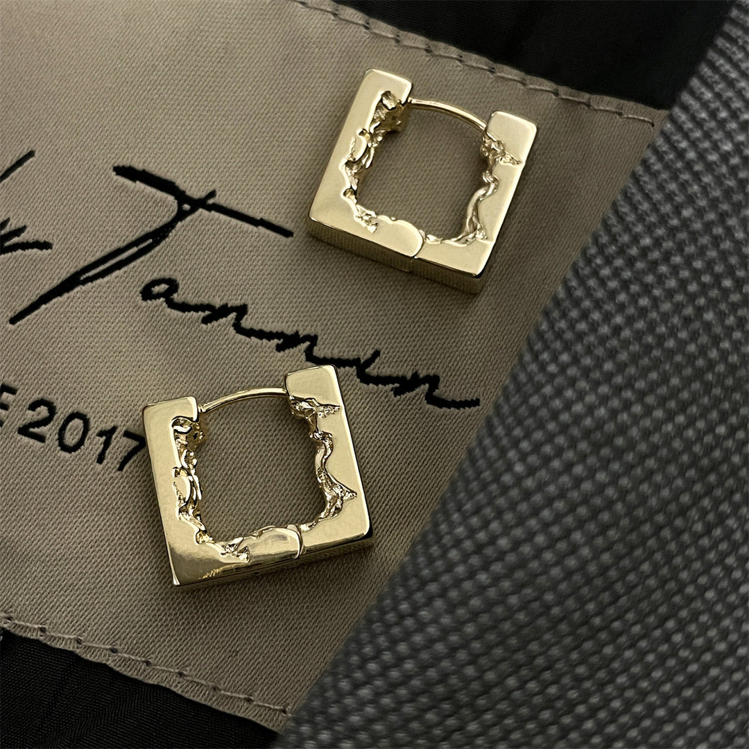 Square Eroded Hoop Earrings