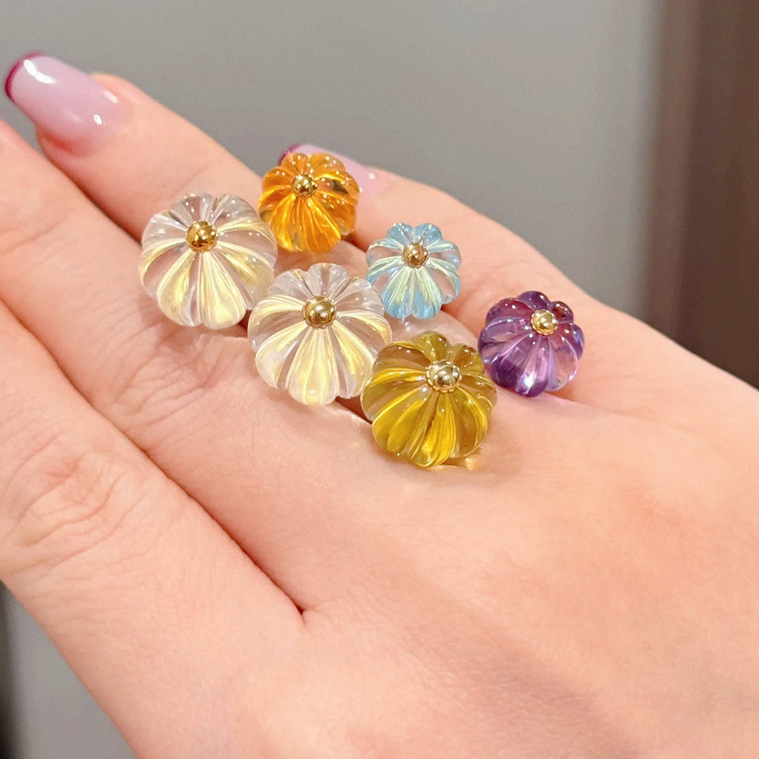 Dopamine Pumpkin Glass Adjustable Ring