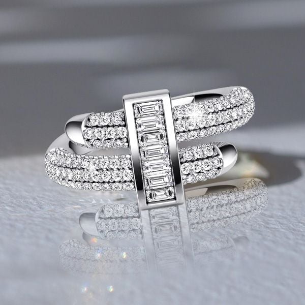 Luxury Buckle Zircon Bangle  Ring Set