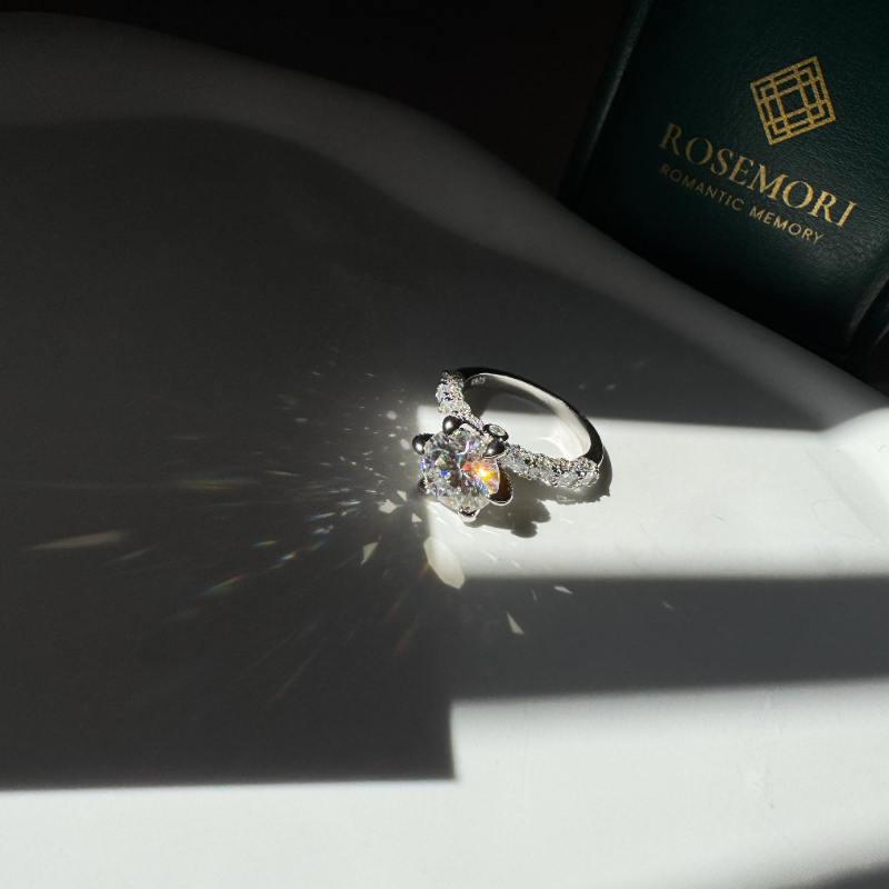 Aurora Six-Prong Moissanite Ring