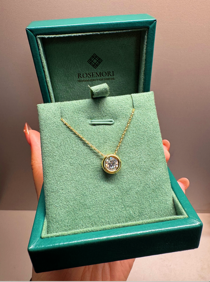 Bezel Set Moissanite Necklace