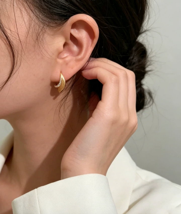 Luna Zircon Crescent Hoop Earrings