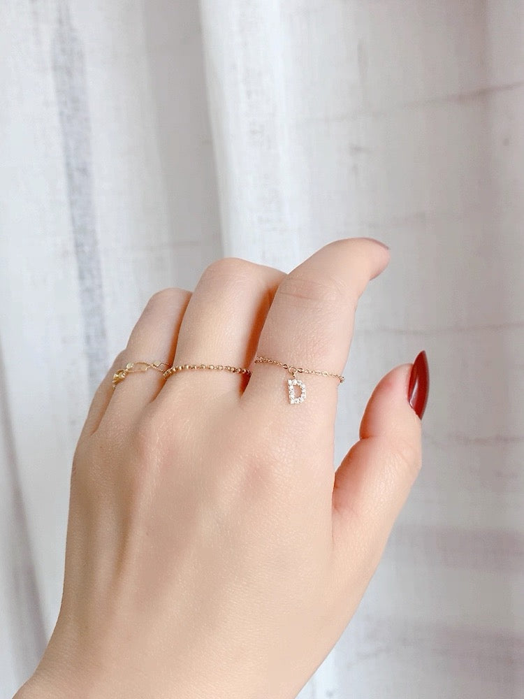 Personalized Initial Chain Ring — Adjustable Letter Band | S925 Sterling Silver