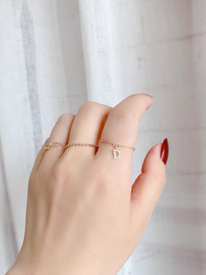 Personalized Initial Chain Ring — Adjustable Letter Band | S925 Sterling Silver