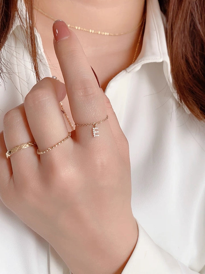Personalized Initial Chain Ring — Adjustable Letter Band | S925 Sterling Silver