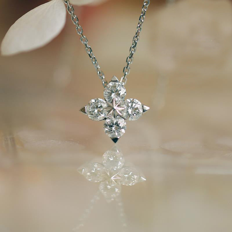 Flower Zircon Pendant Necklace