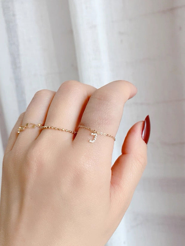 Personalized Initial Chain Ring — Adjustable Letter Band | S925 Sterling Silver