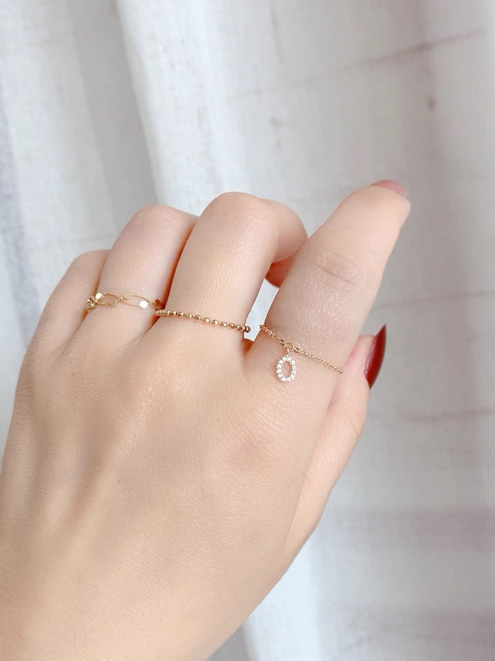 Personalized Initial Chain Ring — Adjustable Letter Band | S925 Sterling Silver