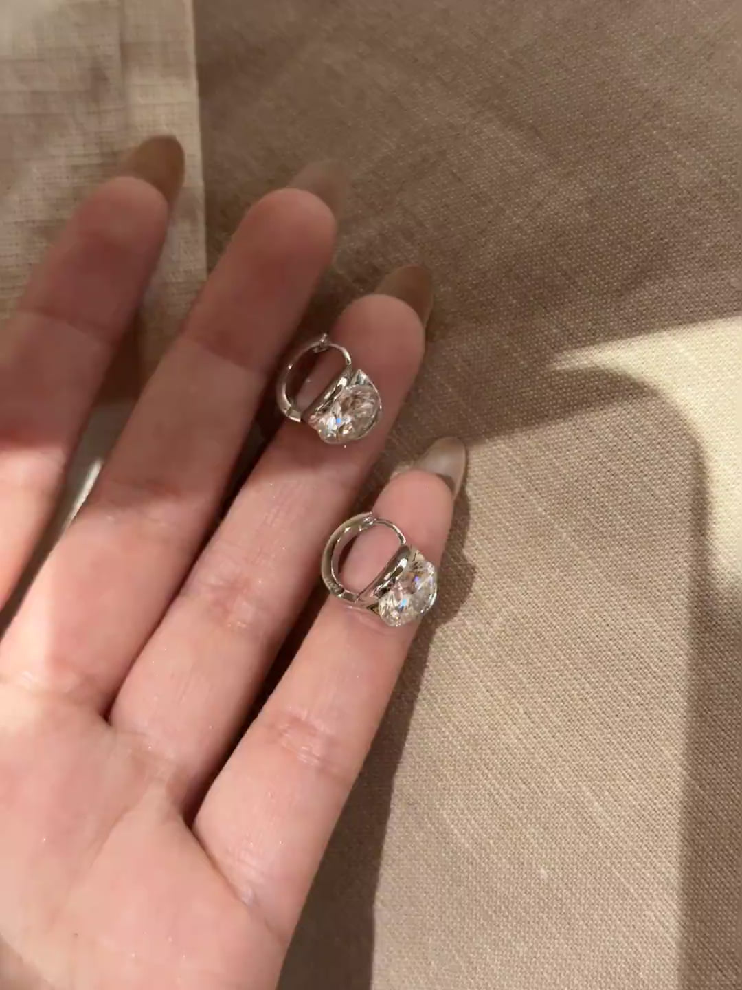 Round Cut Moissanite Huggie Earrings