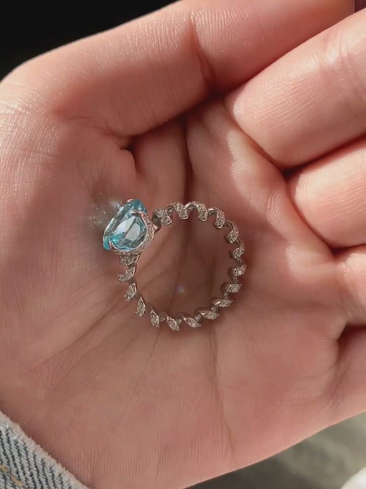 Ocean Blue Zircon Twist Ring