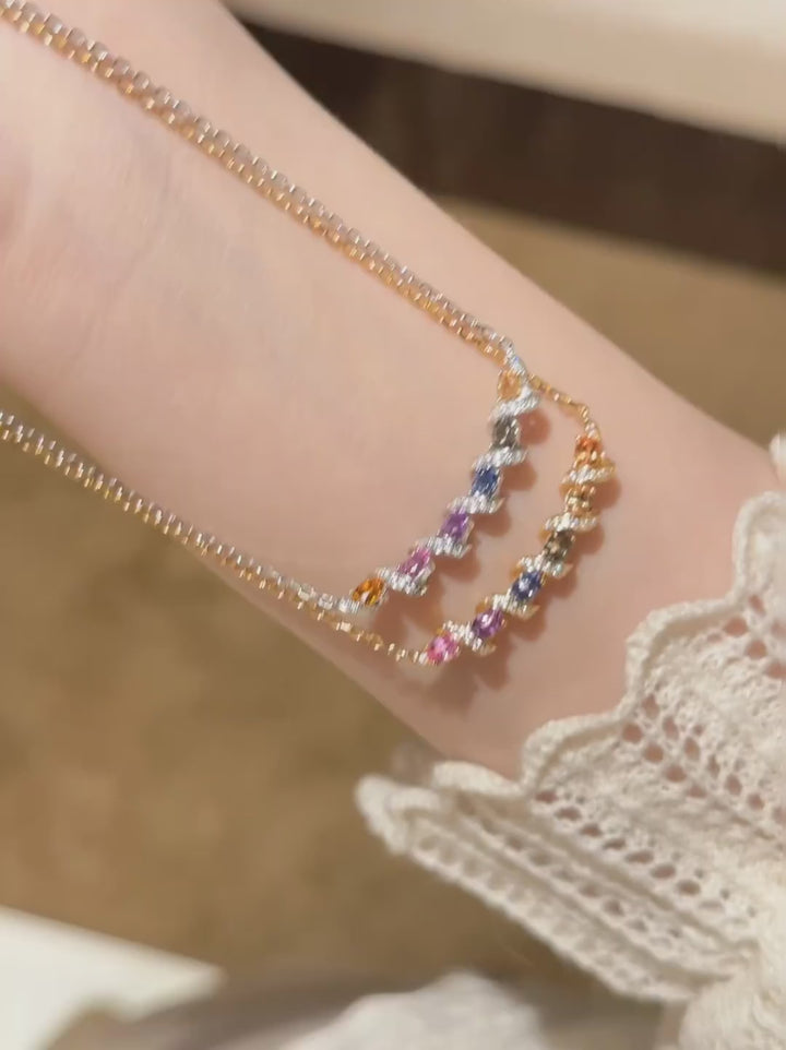 Dopamine Candy Zircon Wave Necklace