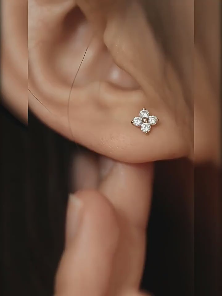 Mini Flower Zircon Stud Earrings — Petite Sparkle | S925 Sterling Silver